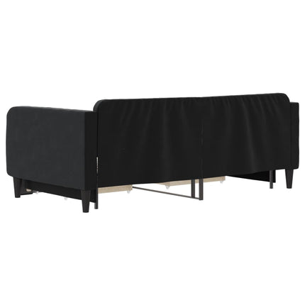 Divano Letto Estraibile con Cassetti Nero 90x190 cm in Velluto