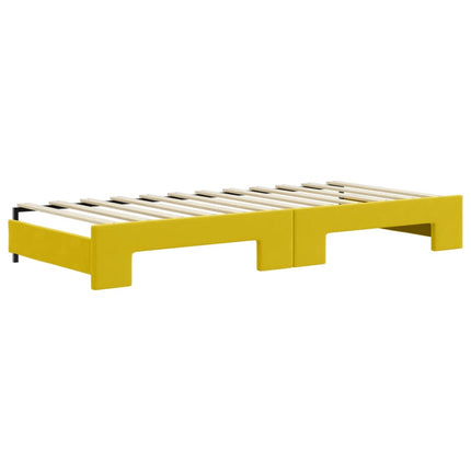 Divano Letto Estraibile con Cassetti Giallo 80x200cm in Velluto