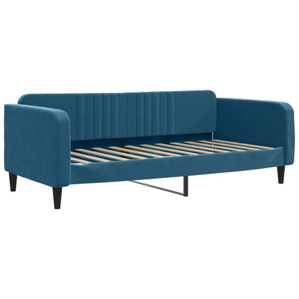 Divano Letto Estraibile con Cassetti Blu 90x200 cm in Velluto