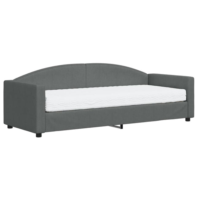 Divano Letto con Materasso Grigio Scuro 80x200 cm in Tessuto
