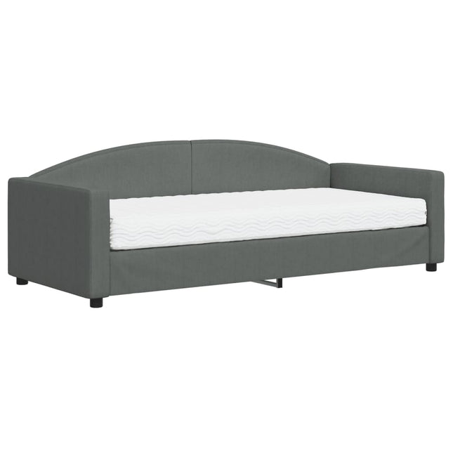 Divano Letto con Materasso Grigio Scuro 90x200 cm in Tessuto