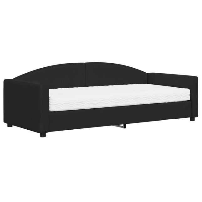 Divano Letto con Materasso Nero 90x200 cm in Tessuto