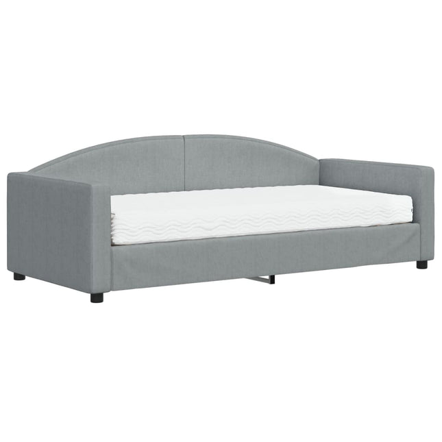 Divano Letto con Materasso Grigio Chiaro 90x190 cm in Tessuto