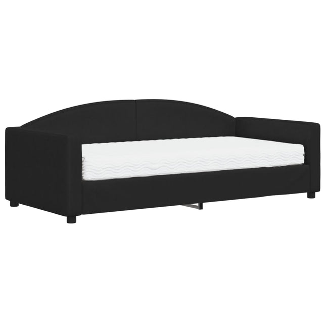 Divano Letto con Materasso Nero 90x190 cm in Tessuto