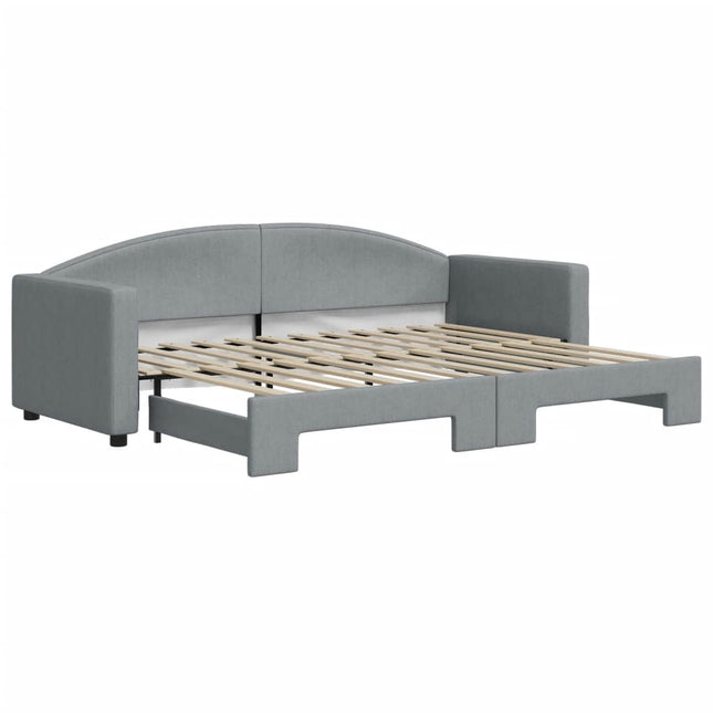 Divano Letto con Letto Estraibile Grigio Chiaro 80x200 Tessuto