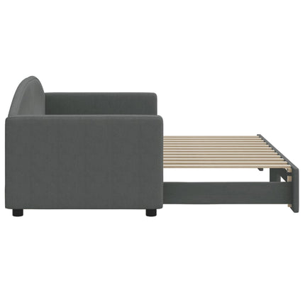 Divano Letto con Letto Estraibile Grigio Scuro 80x200 Tessuto