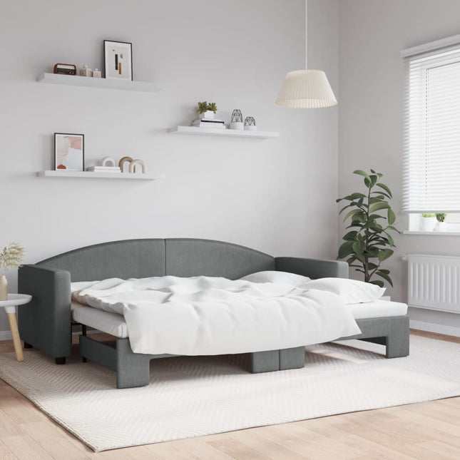 Divano Letto con Letto Estraibile Grigio Scuro 80x200 Tessuto