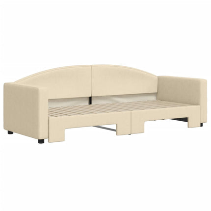 Divano Letto con Letto Estraibile Crema 80x200 cm Tessuto