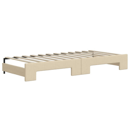 Divano Letto con Letto Estraibile Crema 80x200 cm Tessuto
