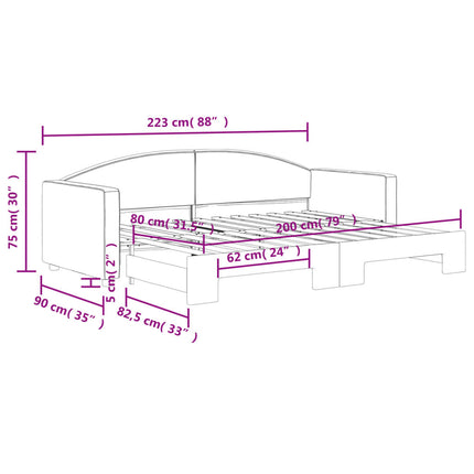 Divano Letto con Letto Estraibile Crema 80x200 cm Tessuto