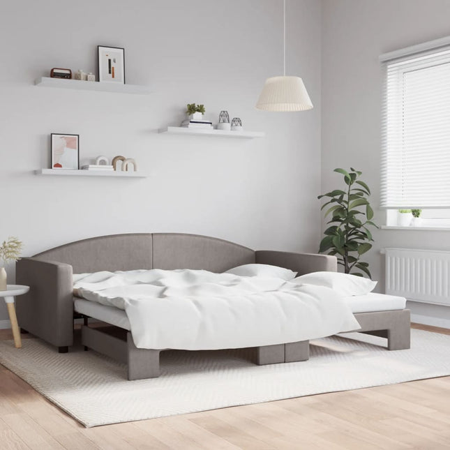Divano Letto con Letto Estraibile Tortora 100x200 cm in Tessuto