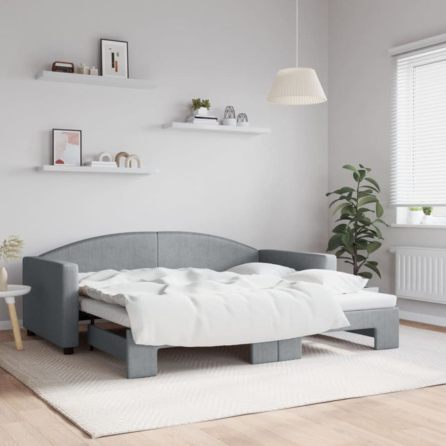 Divano Letto con Letto Estraibile Grigio Chiaro 90x190 Tessuto