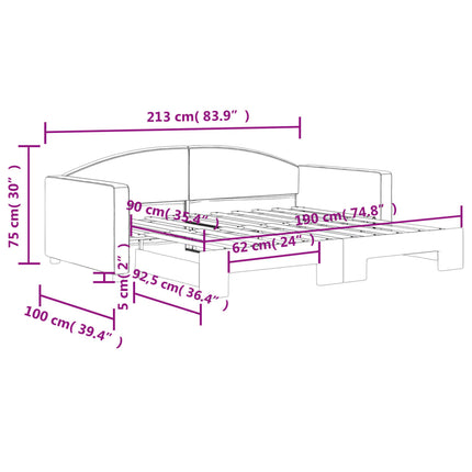Divano Letto con Letto Estraibile Grigio Scuro 90x190cm Tessuto