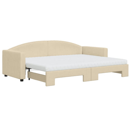 Divano Letto Estraibile con Materassi Crema 80x200 cm Tessuto