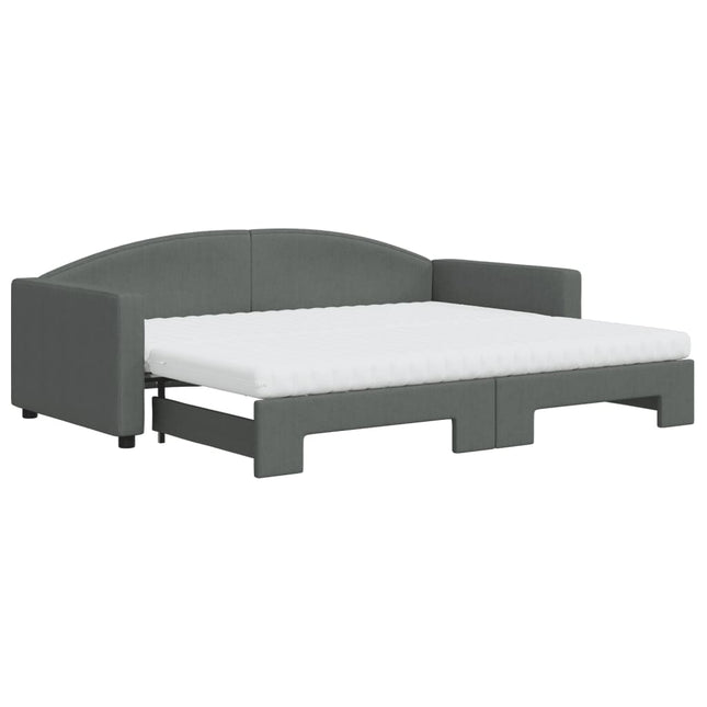 Divano Letto Estraibile Materassi Grigio Scuro 90x200cm Tessuto