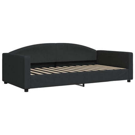 Divano Letto Estraibile con Materassi Nero 100x200 cm Tessuto