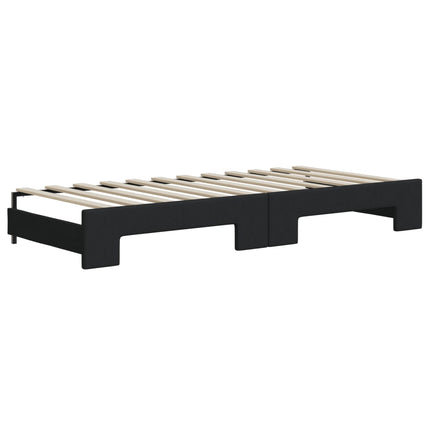 Divano Letto Estraibile con Materassi Nero 100x200 cm Tessuto