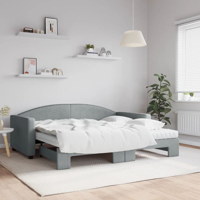 Divano Letto Estraibile Materassi Grigio Chiaro 90x190 Tessuto