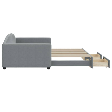 Divano Letto Estraibile Cassetti Grigio Chiaro 100x200 Tessuto