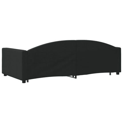 Divano Letto Estraibile con Cassetti Nero 100x200 cm in Tessuto