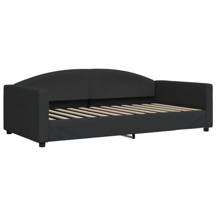 Divano Letto Estraibile con Cassetti Nero 100x200 cm in Tessuto