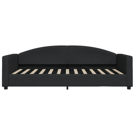 Divano Letto Estraibile con Cassetti Nero 100x200 cm in Tessuto