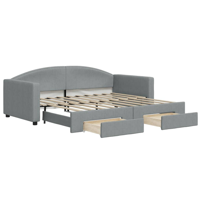Divano Letto Estraibile Cassetti Grigio Chiaro 90x190cm Tessuto