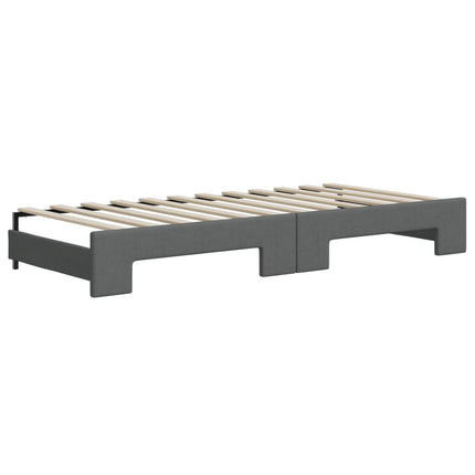 Divano Letto Estraibile Cassetti Grigio Scuro 80x200cm Tessuto