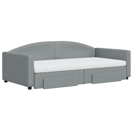 Divano Letto Estraibile Cassetti Grigio Chiaro 100x200 Tessuto