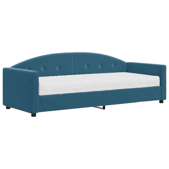 Divano Letto con Materasso Blu 80x200 cm in Velluto