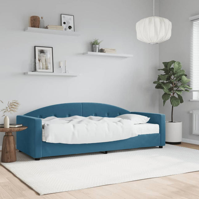 Divano Letto con Materasso Blu 80x200 cm in Velluto