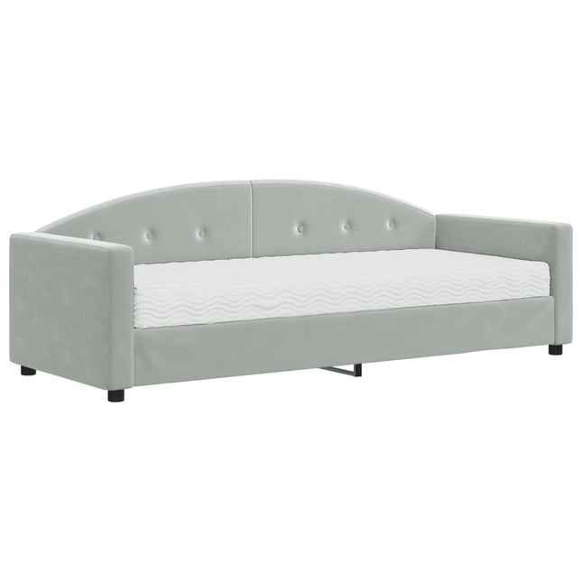 Divano Letto con Materasso Grigio Chiaro 80x200 cm in Velluto