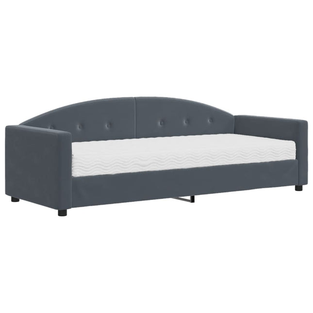 Divano Letto con Materasso Grigio Scuro 80x200 cm in Velluto