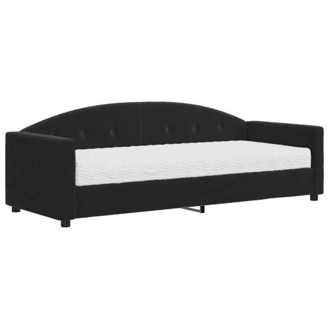 Divano Letto con Materasso Nero 80x200 cm in Velluto