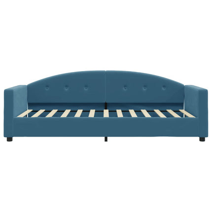 Divano Letto con Materasso Blu 90x200 cm in Velluto