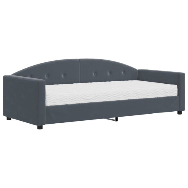 Divano Letto con Materasso Grigio Scuro 90x200 cm in Velluto