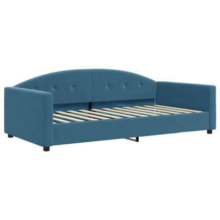Divano Letto con Materasso Blu 100x200 cm in Velluto