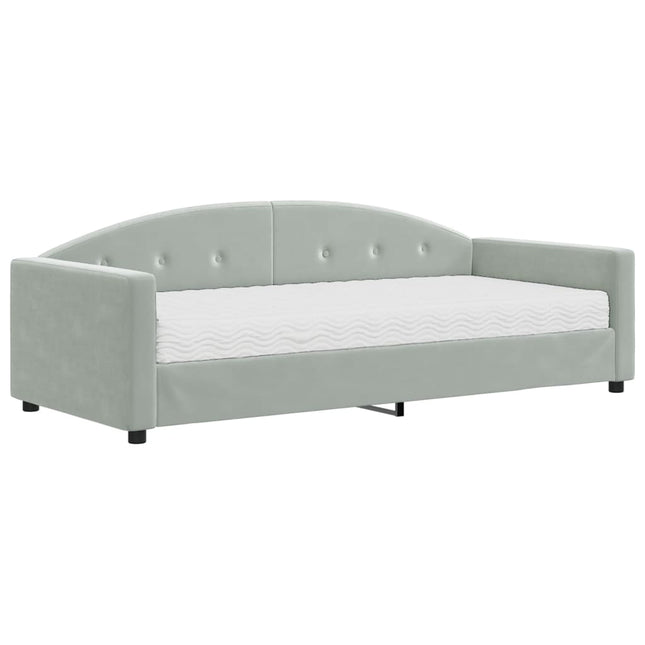 Divano Letto con Materasso Grigio Chiaro 90x190 cm in Velluto