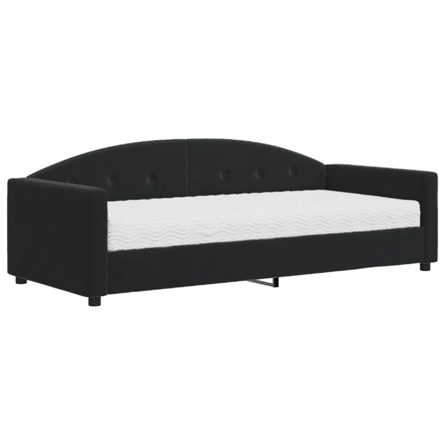 Divano Letto con Materasso Nero 90x190 cm in Velluto