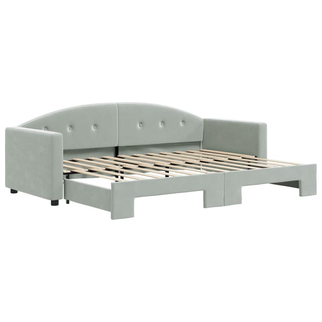Divano Letto con Letto Estraibile Grigio Chiaro 80x200 Velluto