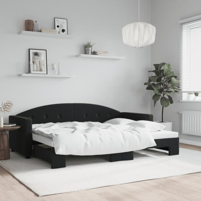 Divano Letto con Letto Estraibile Nero 80x200 cm in Velluto