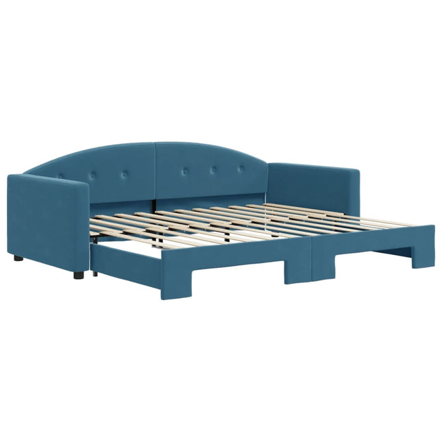 Divano Letto con Letto Estraibile Blu 90x200 cm in Velluto