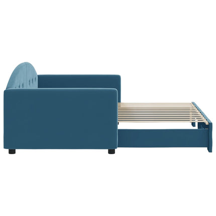 Divano Letto con Letto Estraibile Blu 90x200 cm in Velluto