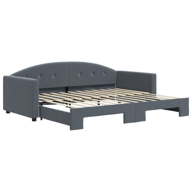 Divano Letto con Letto Estraibile Grigio Scuro 90x200cm Velluto