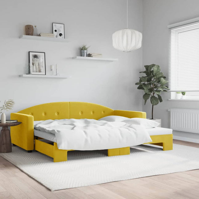 Divano Letto con Letto Estraibile Giallo 90x200 cm in Velluto