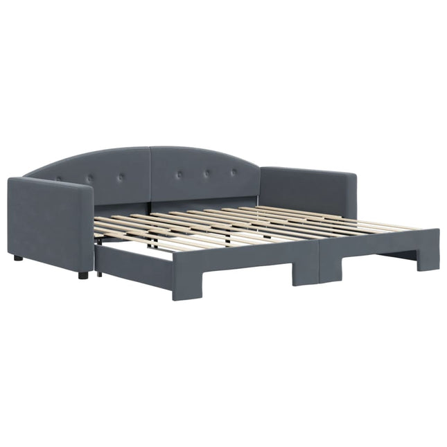 Divano Letto con Letto Estraibile Grigio Scuro 100x200 Velluto