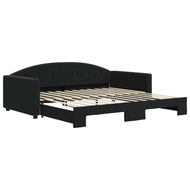Divano Letto con Letto Estraibile Nero 100x200 cm in Velluto