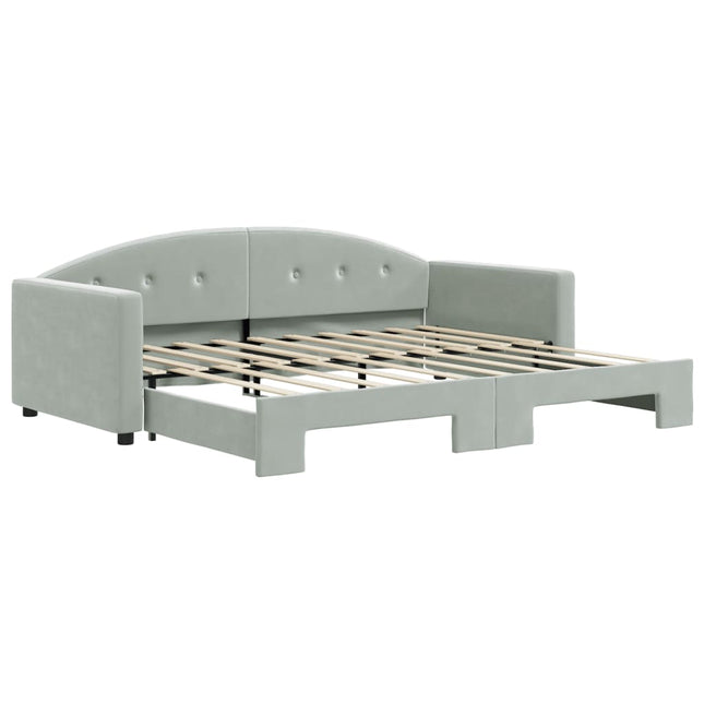 Divano Letto con Letto Estraibile Grigio Chiaro 90x190 Velluto