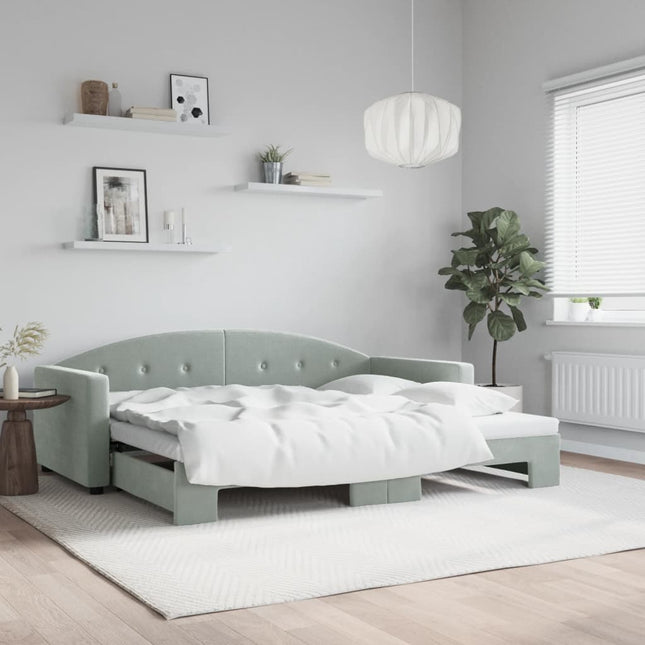 Divano Letto con Letto Estraibile Grigio Chiaro 90x190 Velluto
