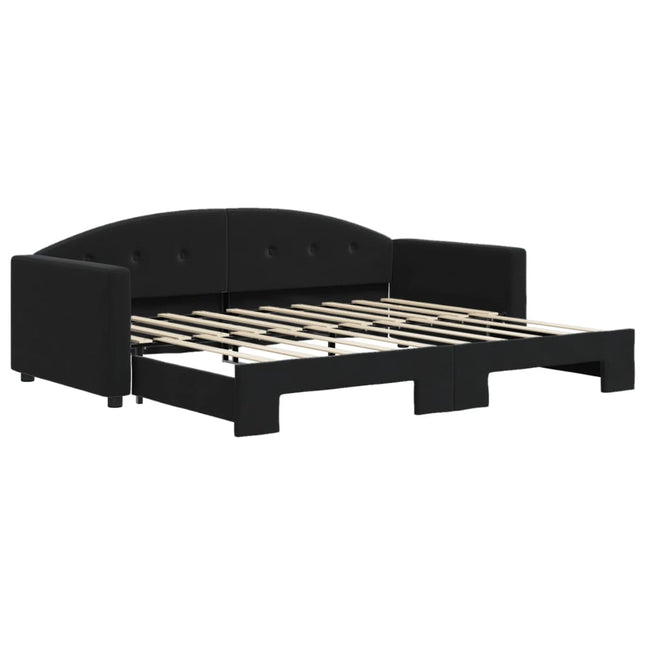 Divano Letto con Letto Estraibile Nero 90x190 cm in Velluto